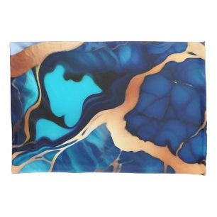 Trendy Blue Gelb Gold Imitate Marmor Kissenbezug