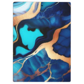 Trendy Blue Gelb Gold Imitate Marmor Klemmbrett (Rückseite)