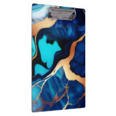 Trendy Blue Gelb Gold Imitate Marmor Klemmbrett (Rechts)