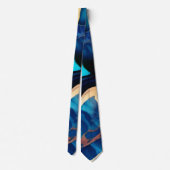 Trendy Blue Gelb Gold Imitate Marmor Krawatte (Rückseite)