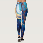 Trendy Blue Gelb Gold Imitate Marmor Leggings (Rückseite)