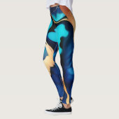 Trendy Blue Gelb Gold Imitate Marmor Leggings (Links)