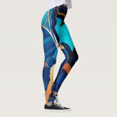 Trendy Blue Gelb Gold Imitate Marmor Leggings (Rechts)