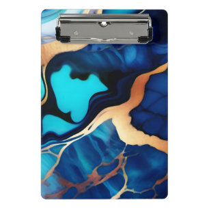 Trendy Blue Gelb Gold Imitate Marmor Mini Klemmbrett