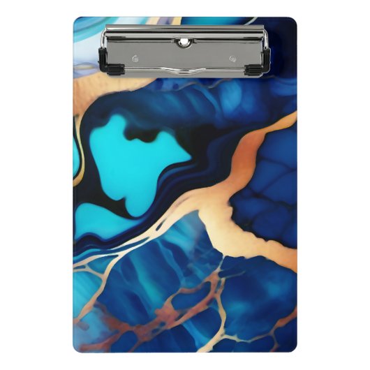 Trendy Blue Gelb Gold Imitate Marmor Mini Klemmbrett (Vorderseite)