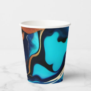 Trendy Blue Gelb Gold Imitate Marmor Pappbecher