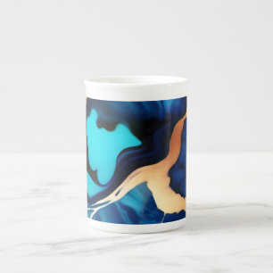 Trendy Blue Gelb Gold Imitate Marmor Porzellantasse