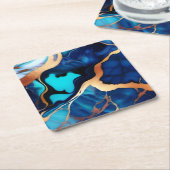 Trendy Blue Gelb Gold Imitate Marmor Rechteckiger Pappuntersetzer (angewinkelt)