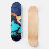 Trendy Blue Gelb Gold Imitate Marmor Skateboard (Vorderseite)