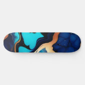 Trendy Blue Gelb Gold Imitate Marmor Skateboard (Horizontal)