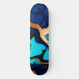 Trendy Blue Gelb Gold Imitate Marmor Skateboard