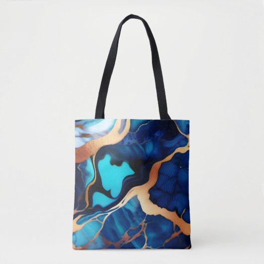 Trendy Blue Gelb Gold Imitate Marmor Tasche (Vorderseite)