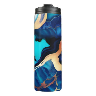 Trendy Blue Gelb Gold Imitate Marmor Thermosbecher