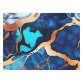 Trendy Blue Gelb Gold Imitate Marmor Tischdecke (Vorderseite (Horizontal))