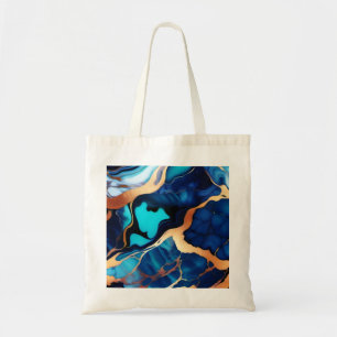 Trendy Blue Gelb Gold Imitate Marmor Tragetasche