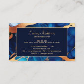 Trendy Blue Gelb Gold Imitate Marmor Visitenkarte (Rückseite)