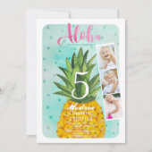 Trendy blue & gelb tropische Ananas Frucht Einladung (Vorderseite)