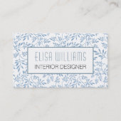 Trendy Blue Glitzer Blätter Blumenmuster Visitenkarte (Vorderseite)