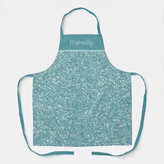Trendy Blue Glitzer Glam Personalisiert Cooking Schürze (Vorderseite)