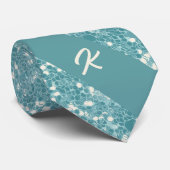 Trendy Blue Glitzer Monogram Stylish Chic Krawatte (Gerollt)