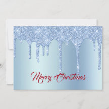 Trendy Blue Glitzer Tropfen Grafische Weihnachtsfl