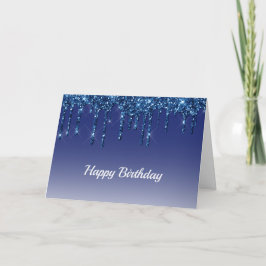 Trendy Blue Glitzer Tropfens Birthday Karte