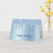 Trendy Blue Glitzer Tropfens Graphic Birthday Karte (Gelbe Blume)