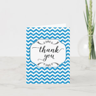 Trendy Blue Glitzer Zickzack Danke Karte