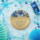 Trendy Blue Gold Balloons Abschluss Pappteller (Party)