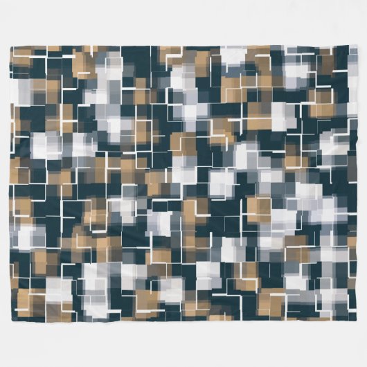 Trendy Blue Gold Brown Schwarz-weiß Kariert Fleecedecke (Vorderseite (Horizontal))