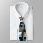 Trendy Blue Gold Brown Schwarz-weiß Kariert Krawatte (Gebunden)