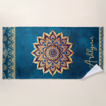 Trendy Blue Gold Mandala Elegantes Yoga Anpassbar
