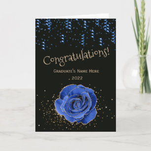 Trendy Blue Gold Rose Herzlichen Glückwunsch Absch Karte