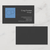 Trendy Blue Gray Chic Monogram Business Card Visitenkarte (Vorne/Hinten)