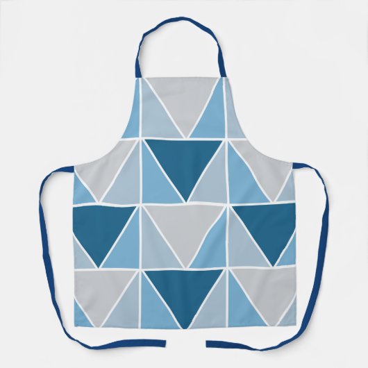 Trendy Blue Gray Geometric Triangle Schürze (Vorderseite)
