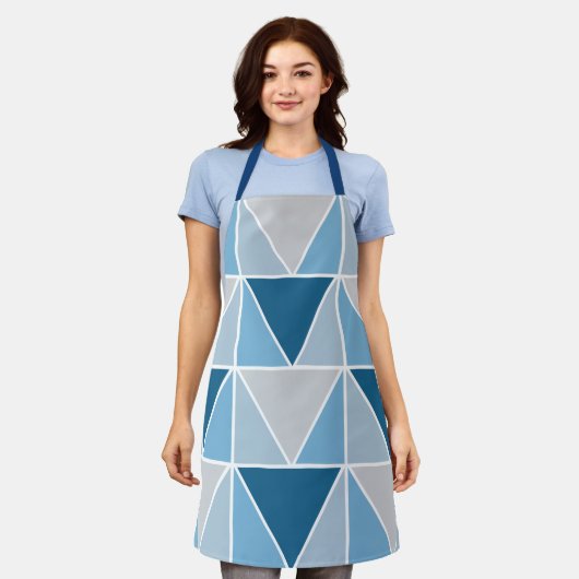 Trendy Blue Gray Geometric Triangle Schürze (Getragen)