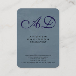 Trendy Blue Gray Handwriting Script Monogram Visitenkarte