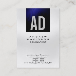 Trendy Blue Gray Monogram Consultant Business Card Visitenkarte