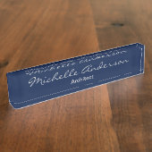 Trendy Blue Gray Script Architect Namplate Namensplakette (Seite)
