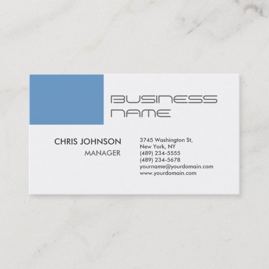 Trendy Blue-Gray White Standard Business Card Visitenkarte (Vorderseite)