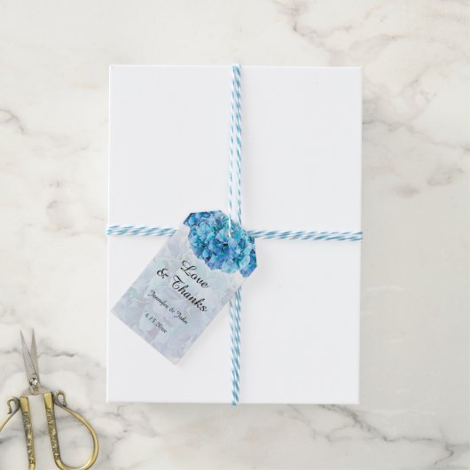 Trendy Blue Hydrangeas-Gastgeschenk Hochzeit Geschenkanhänger (Mit Garn)