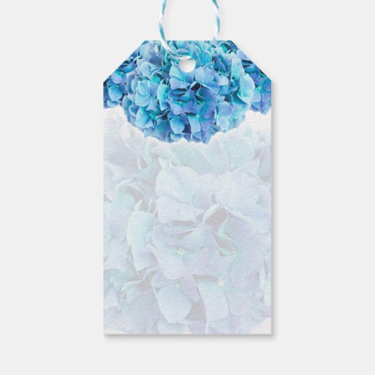 Trendy Blue Hydrangeas-Gastgeschenk Hochzeit Geschenkanhänger (Rückseite)