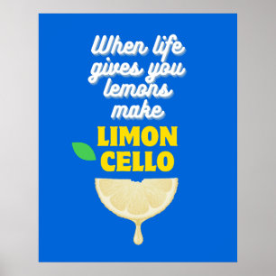 Trendy Blue Italian Lemons Limoncello Küche Bar Poster