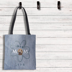 Trendy Blue Jean Dog Foto Mama Tasche