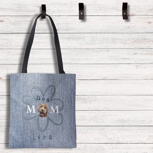 Trendy Blue Jean Dog Foto Mama Tasche