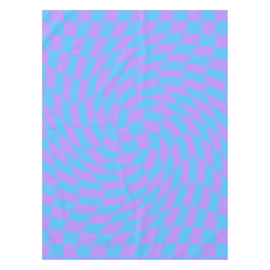 Trendy Blue & Lavender Lila Checkered Pattern Tischdecke (Vorderseite)