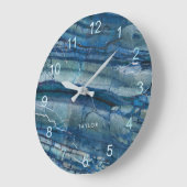 Trendy Blue Marble Look Große Wanduhr (Winkel)