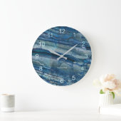 Trendy Blue Marble Look Große Wanduhr (Zuhause)