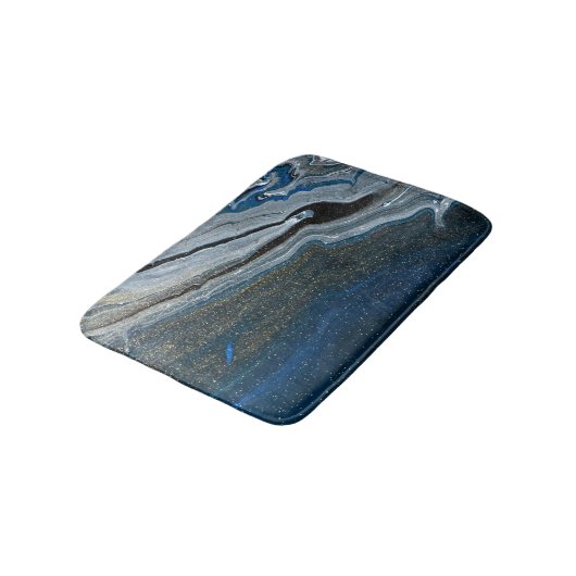 Trendy Blue Marble Muster Badematte (Schrägansicht)