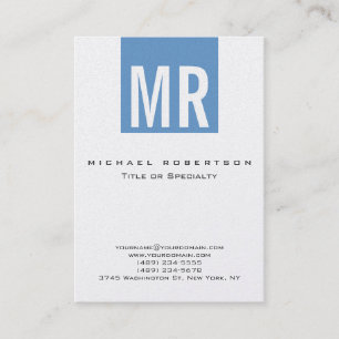 Trendy Blue Monogram Strip Business Card Visitenkarte